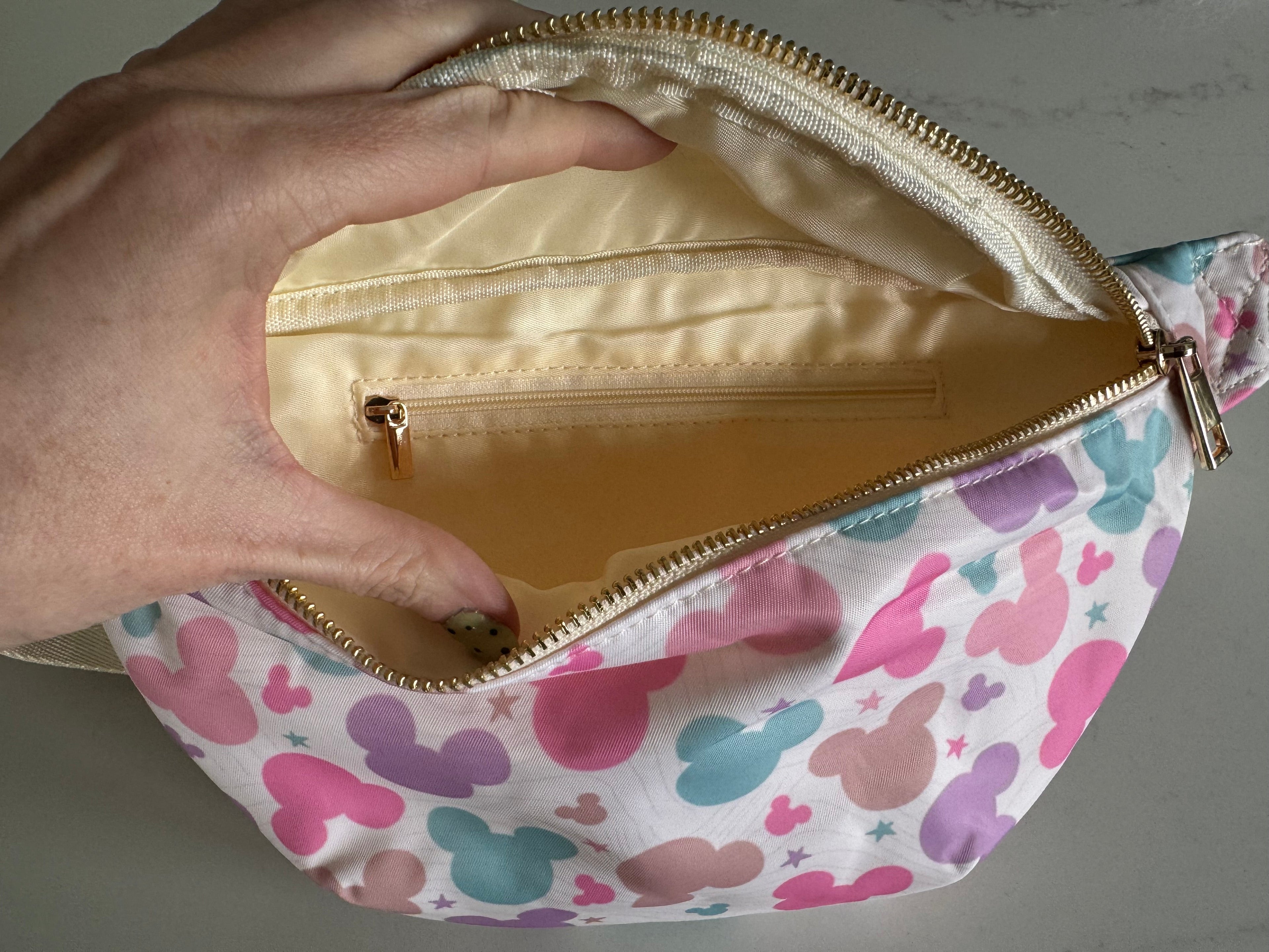 Multi Coloured Minnie head character Bum Bag
