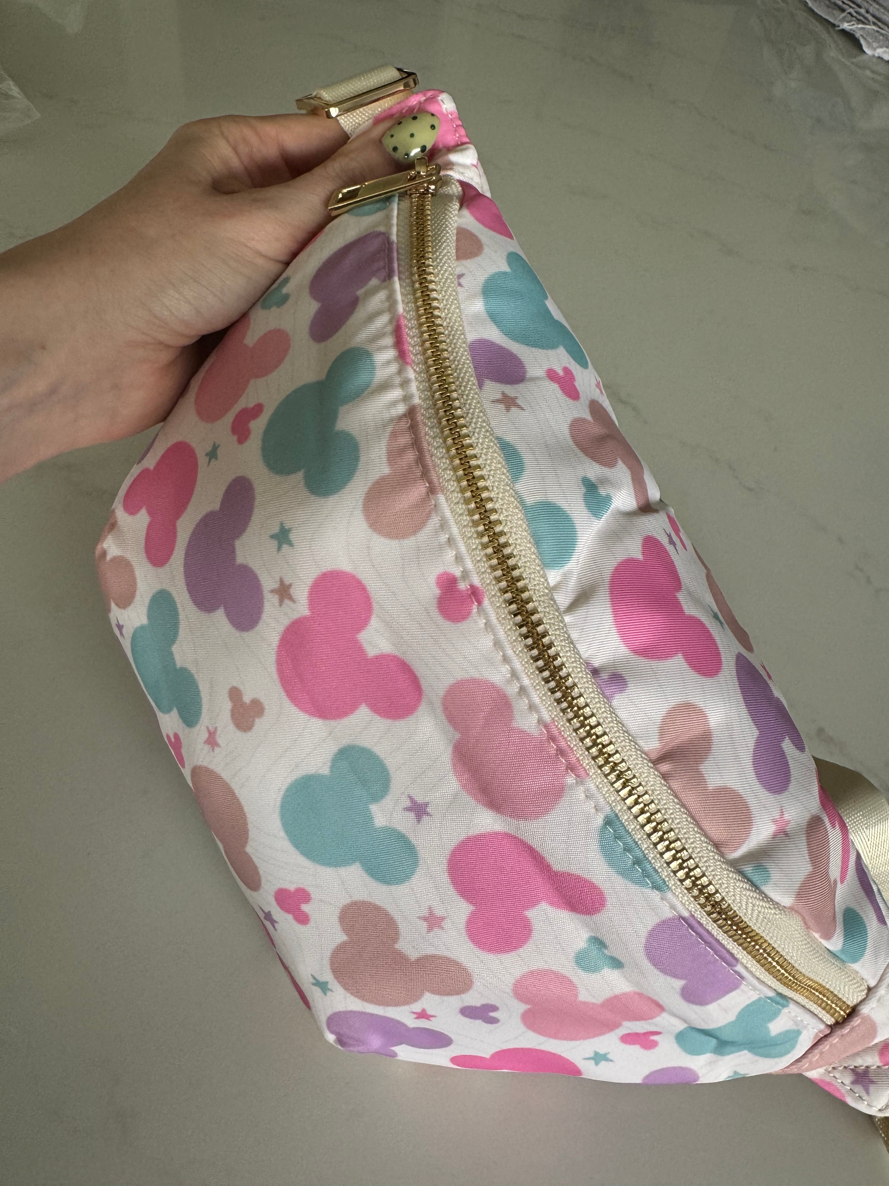 Multi Coloured Minnie head character Bum Bag