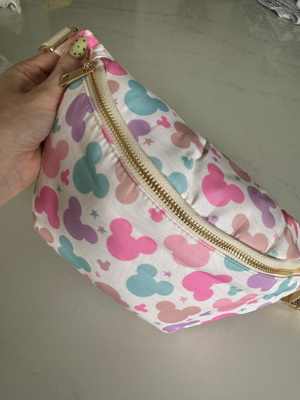 Multi Coloured Minnie head character Bum Bag