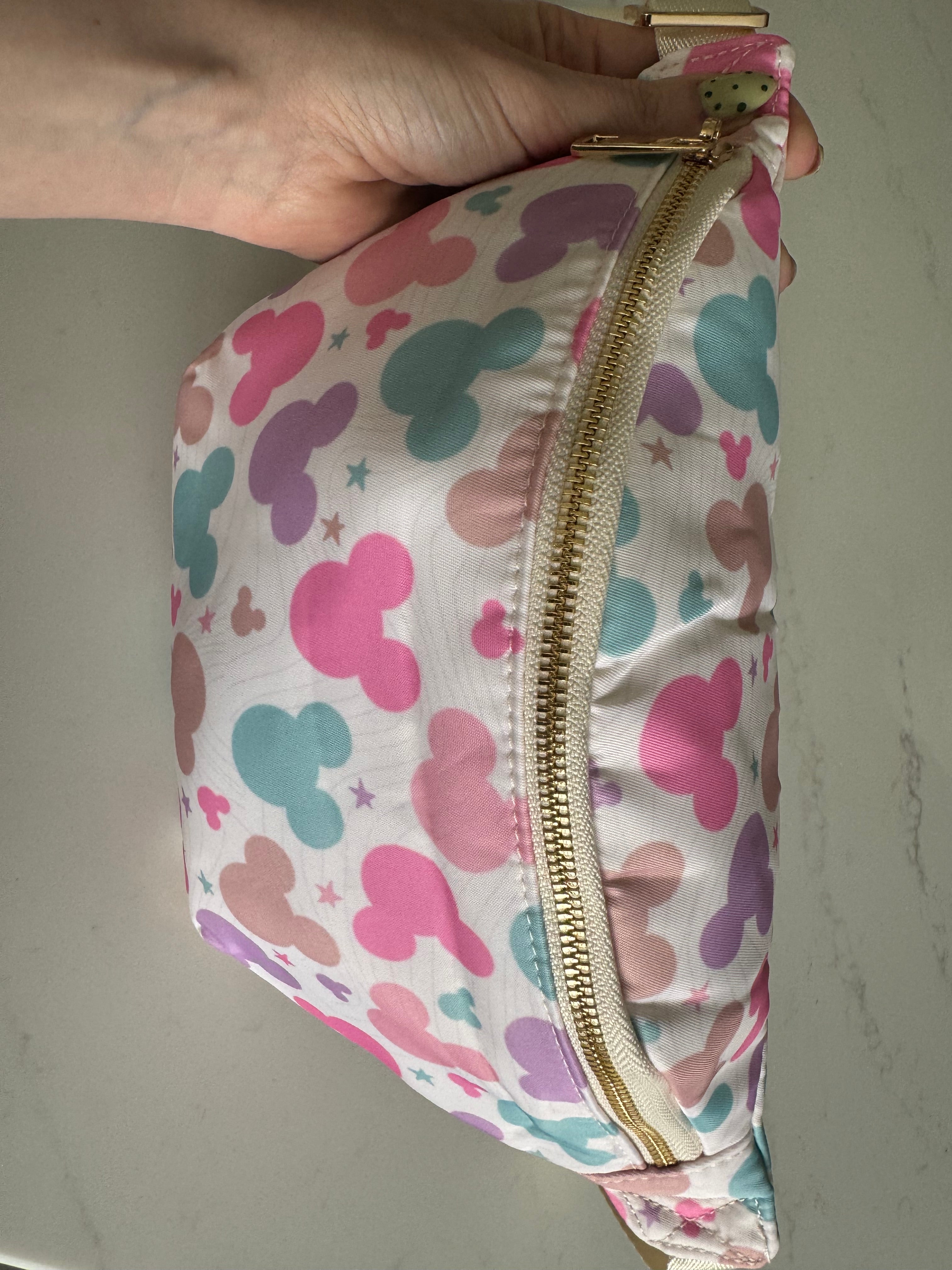 Multi Coloured Minnie head character Bum Bag