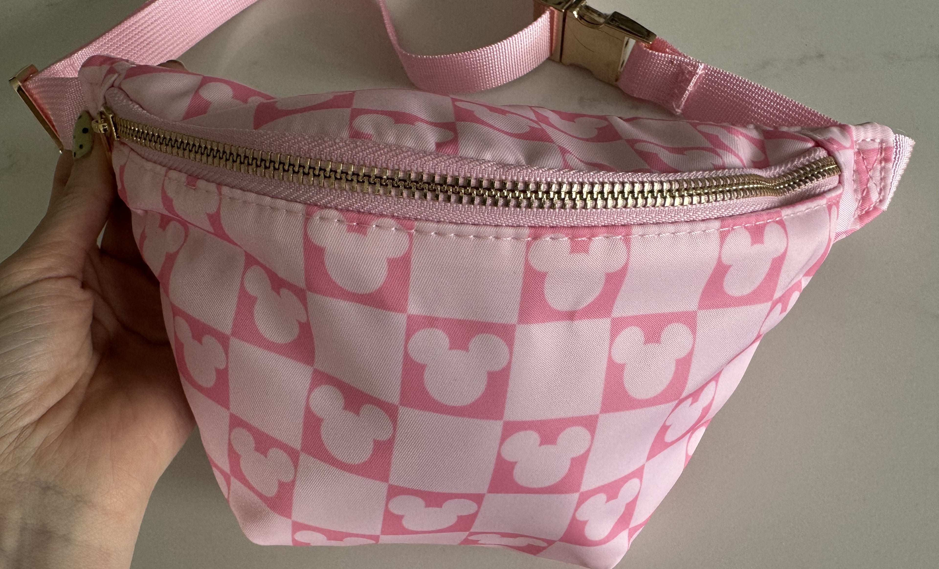 Pink Minnie Check Bum Bag | Minnie Mouse Theme Park Travel Waist Bag