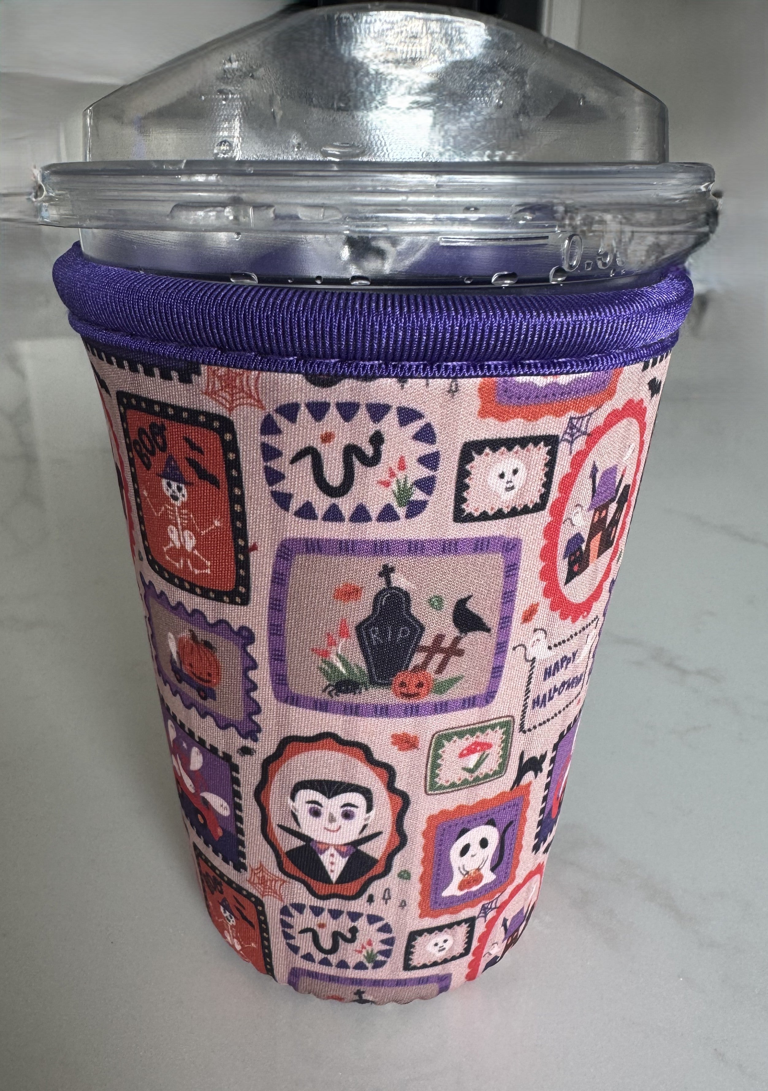 Reusable Iced Coffee Cup Sleeve Spooky Halloween