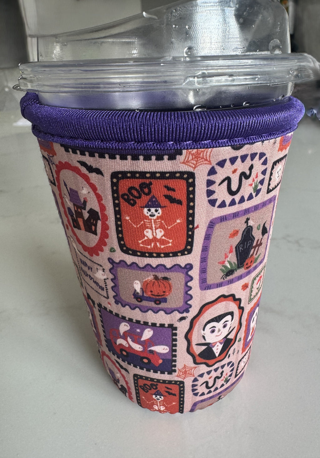 Reusable Iced Coffee Cup Sleeve Spooky Halloween