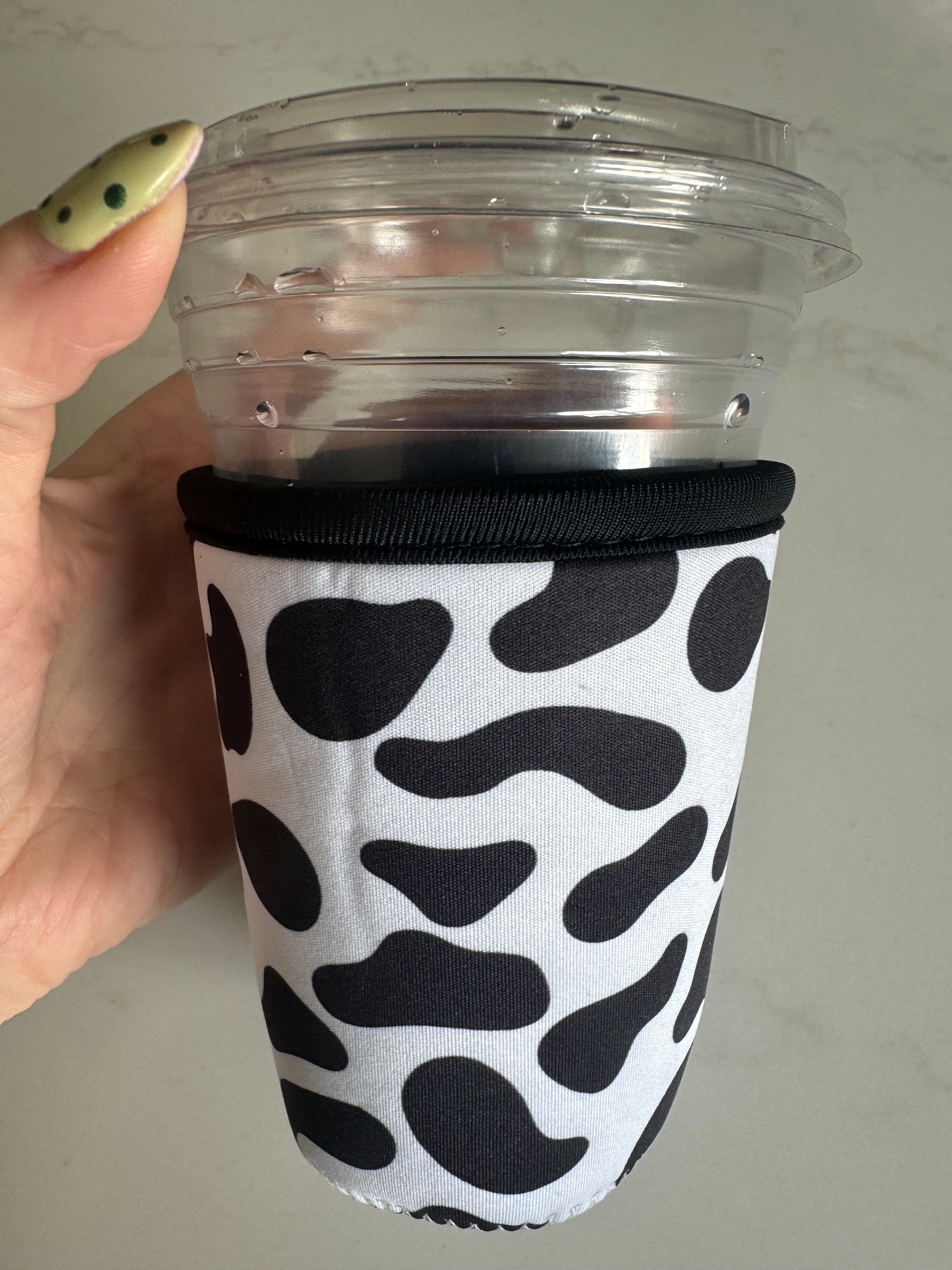 Reusable Iced Coffee Cup Sleeve Cow Print