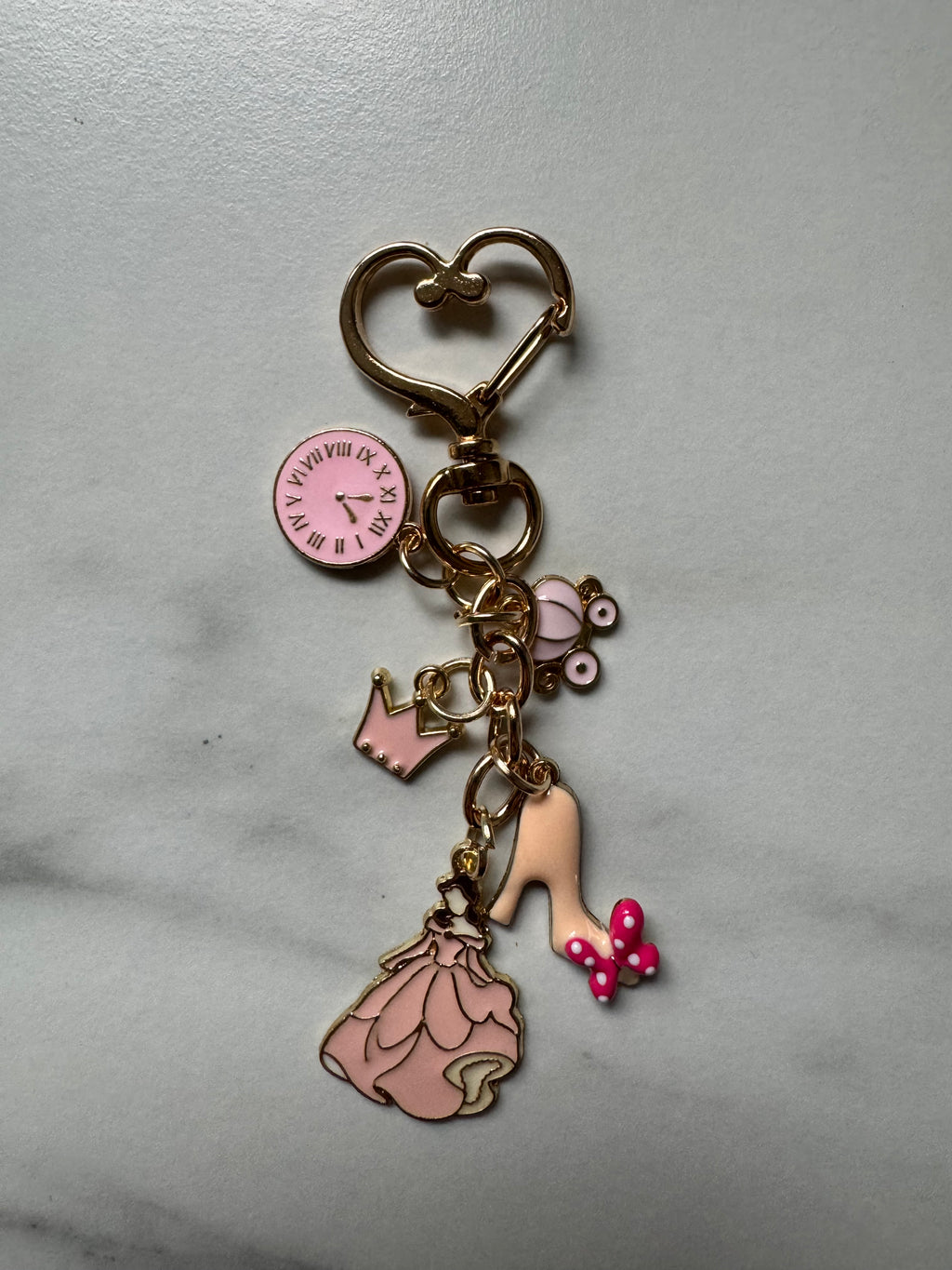 Pink Princess Charm Keychain – Fairytale Carriage & Glass Slipper Bag Charm
