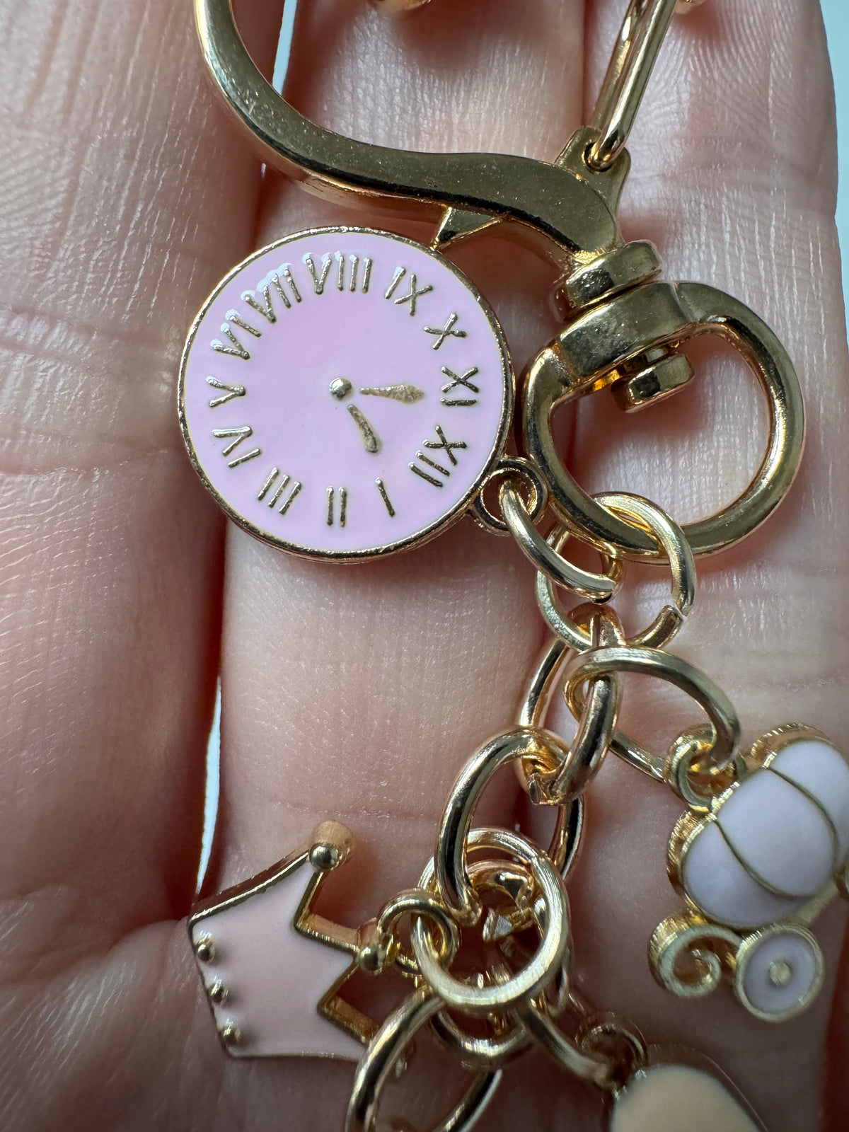 Pink Princess Charm Keychain – Fairytale Carriage & Glass Slipper Bag Charm