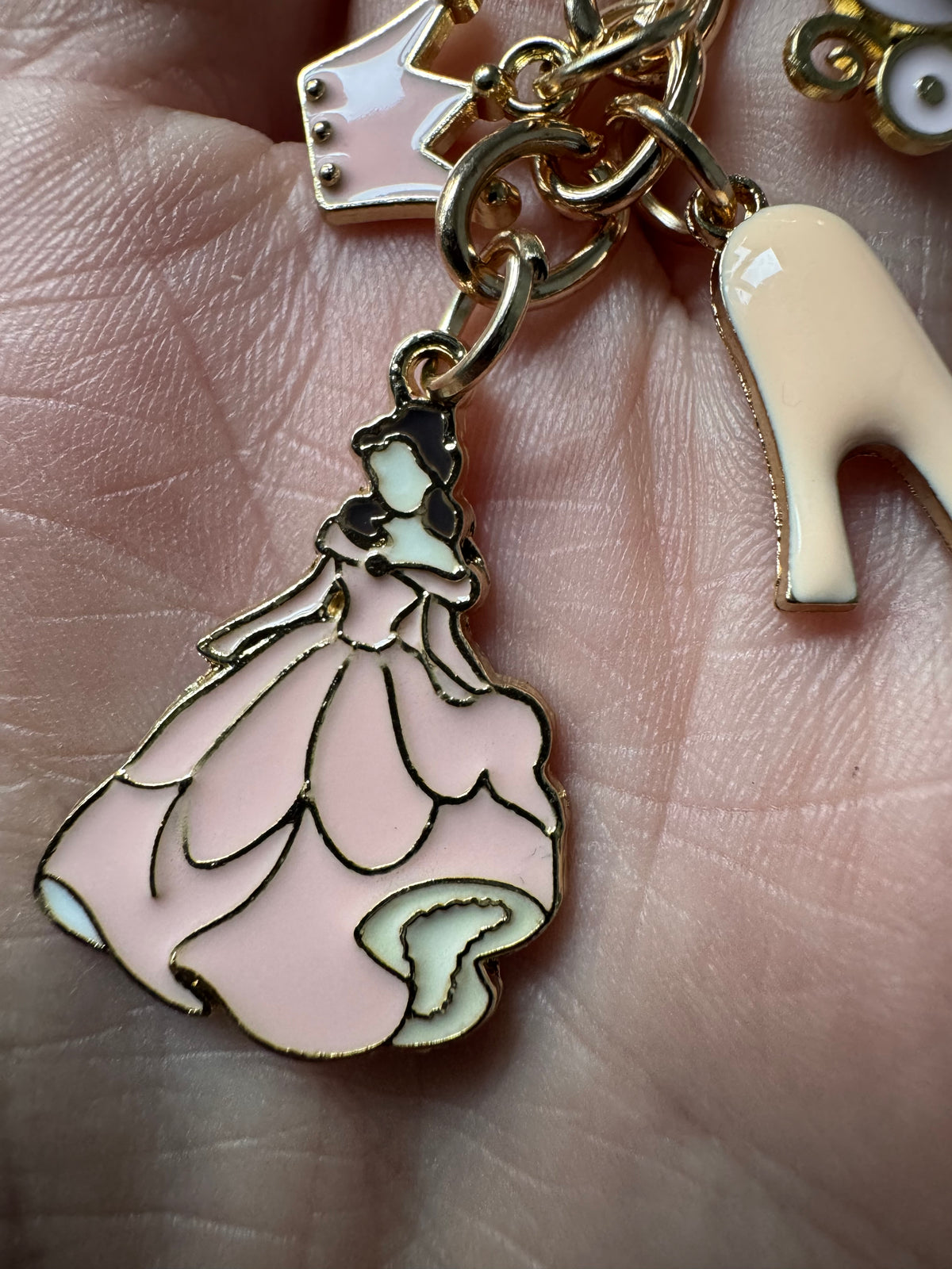 Pink Princess Charm Keychain – Fairytale Carriage & Glass Slipper Bag Charm