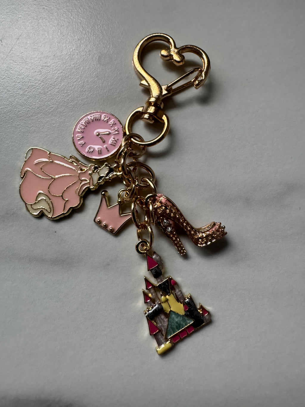 Pink Fairytale Castle & Princess Charm Keychain – Magical Park Bag Charm