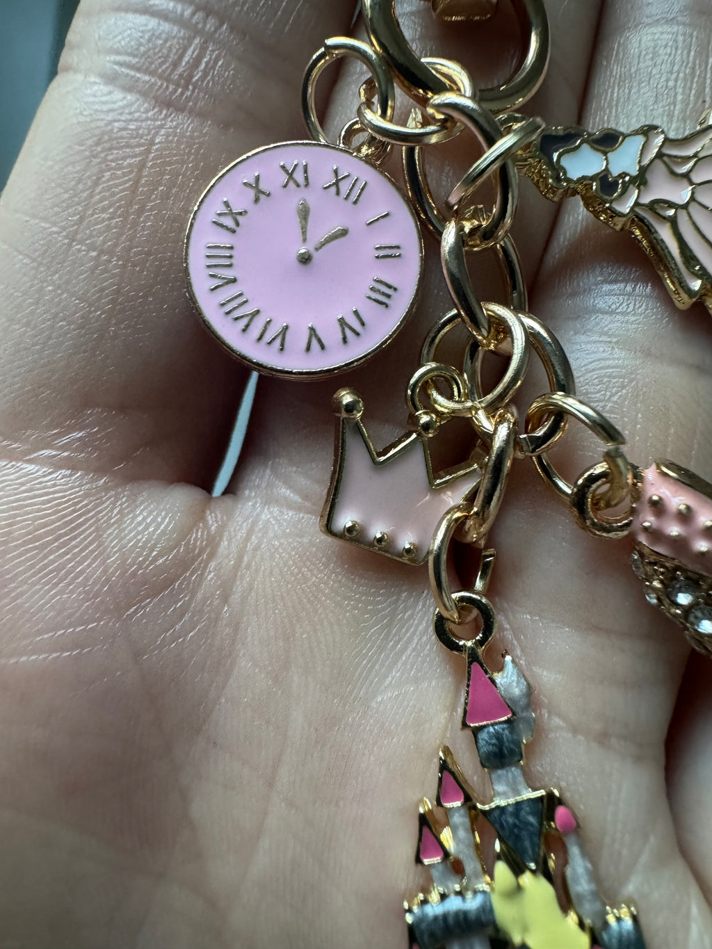 Pink Fairytale Castle & Princess Charm Keychain – Magical Park Bag Charm