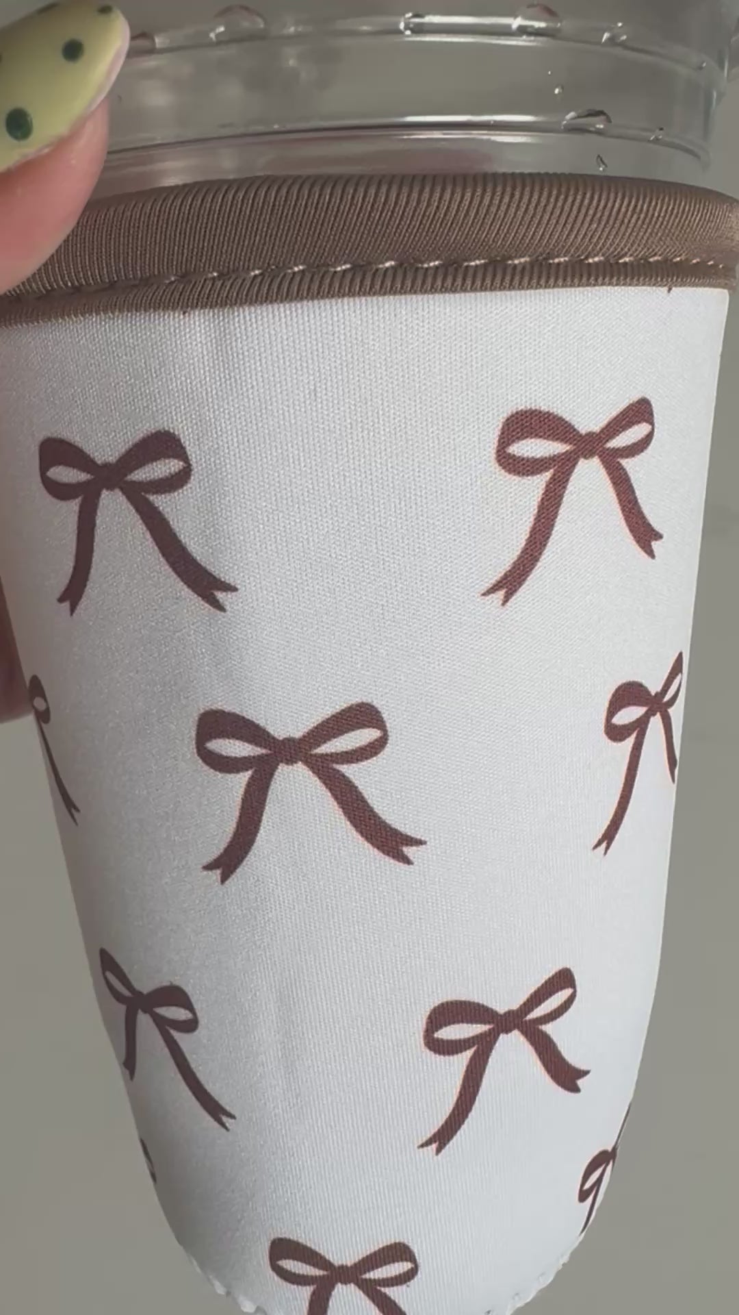 Reusable Iced Coffee Cup Sleeve Cutesy Bow Print
