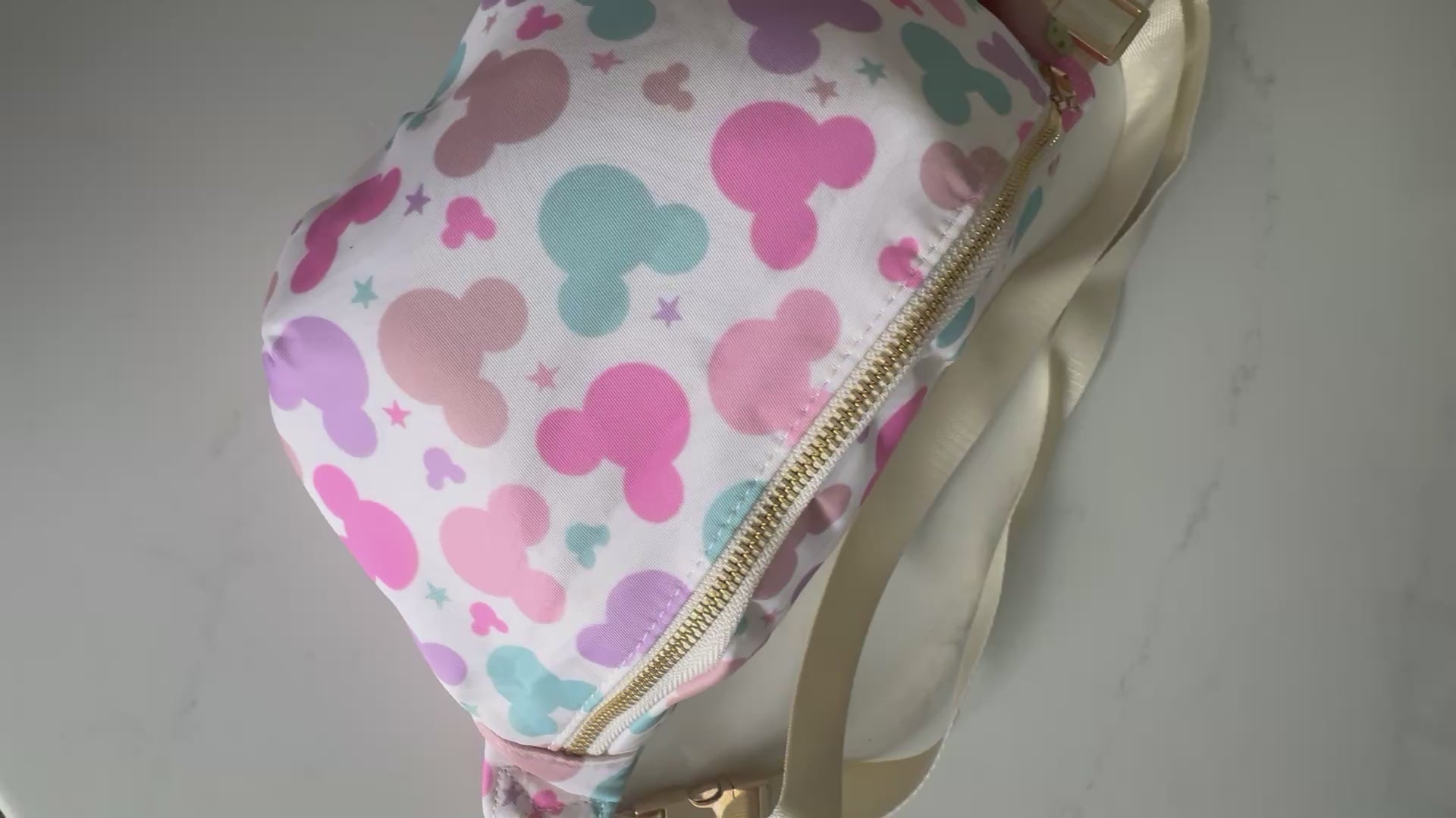Multi Coloured Minnie head character Bum Bag